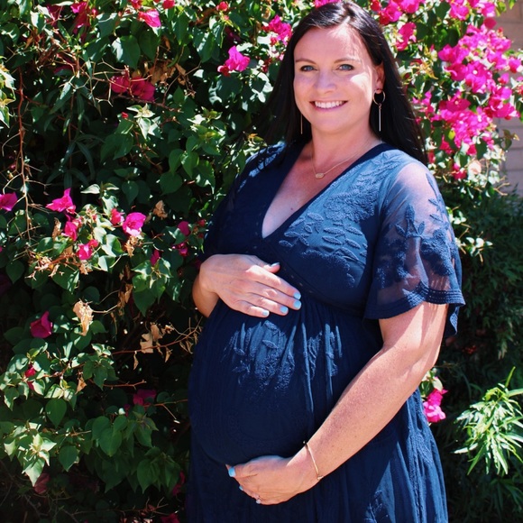 Blue Lace MATERNITY Dress - Picture 5 of 7